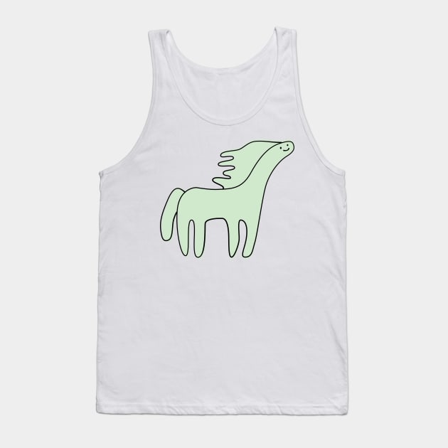 Cute Silly Simple Minimalist Pastel Green Horse Tank Top by Charredsky